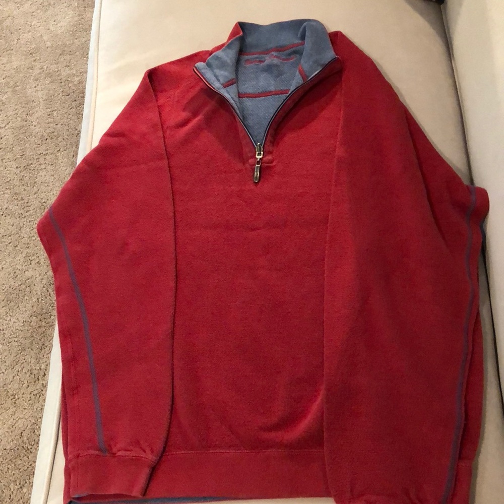 Tommy Bahama quarter zip med reversible red/blue